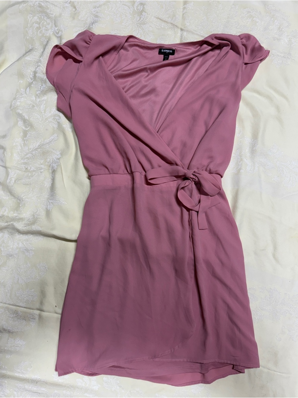 Express Mauve Wrap Mini Dress with Tie Waist